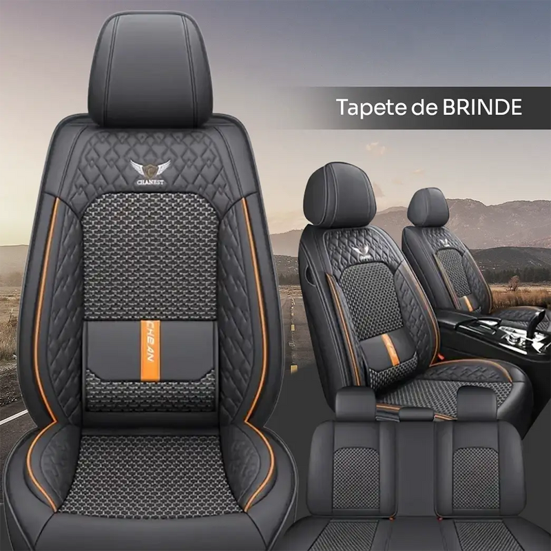 Capa para Banco de Carro Completa em Couro Legítimo Universal Italian + BRINDE: Tapete Completo
